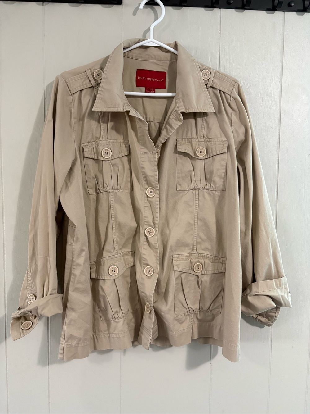 B.U.M. Equipment Beige Utility Jacket with Button Flap Pockets